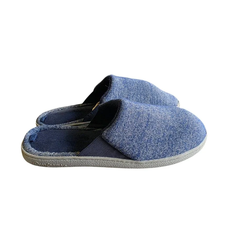 Dearfoams Men's Memory Foam Slippers Blue Heather Size L  9-10 Slip On